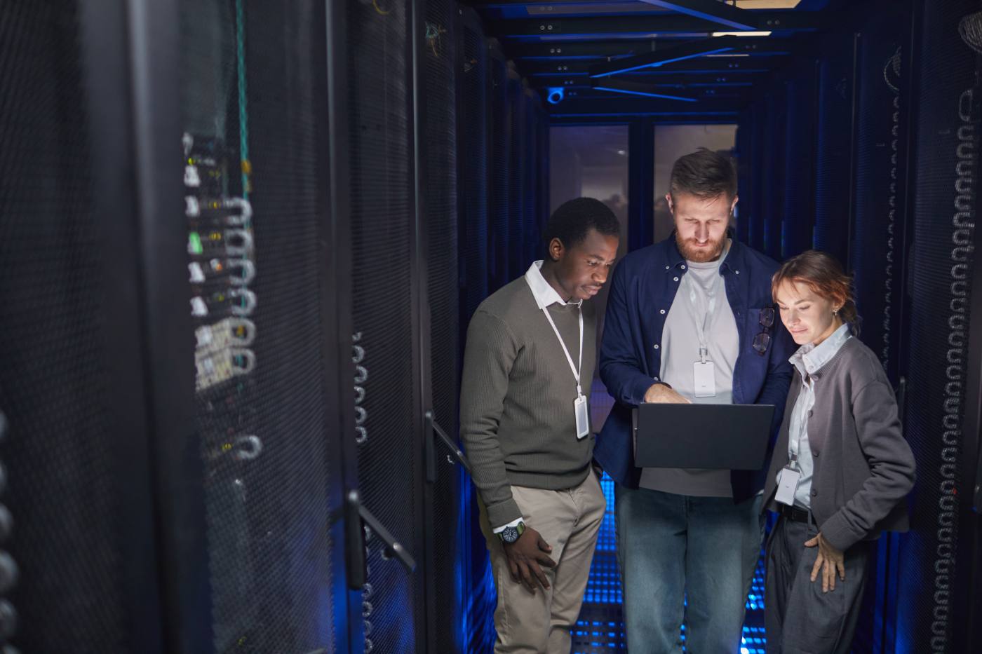 Working in Data Center Evaluating Server Performance.